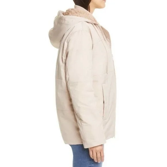 Vince Quilted Faux Shearling Lined Puffer Jacket